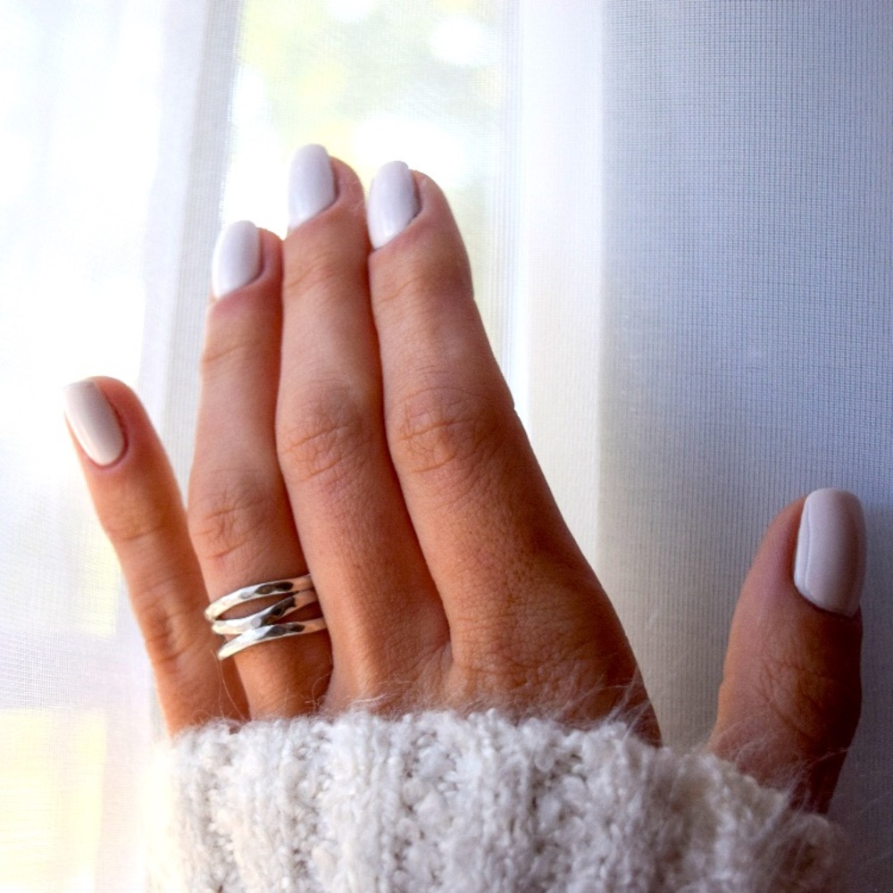 Triple band hammered ring size 5